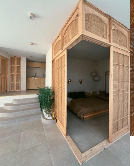 Nagomi bedroom with rattan sliding doors